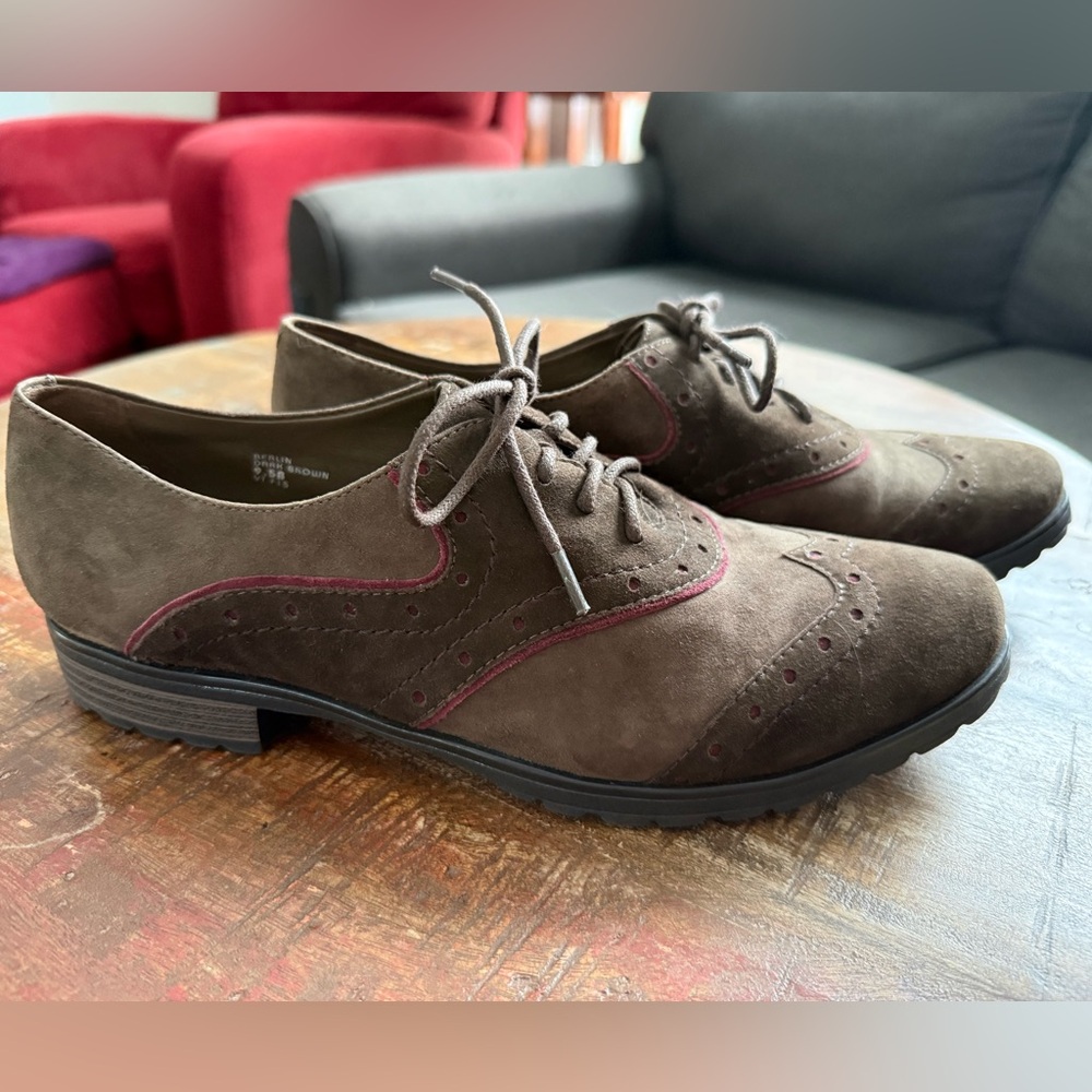 Earthies Berlin Dark Brown Suede Wingtip Oxford Shoes